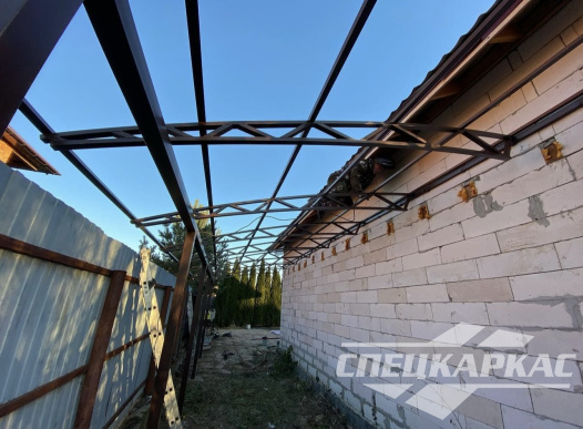 Навес из поликарбоната примыкающий к дому №79 1848