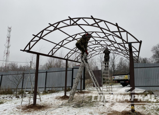 Навес из поликарбоната для парковки машины на даче №67 1729